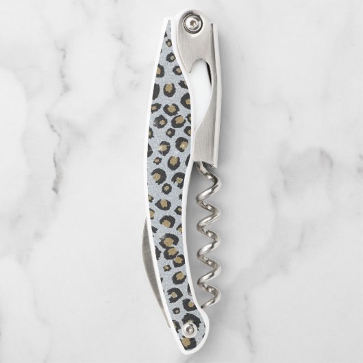 Silver Gold Glitter Black leopard Print Kurkentrekker (Achterkant)