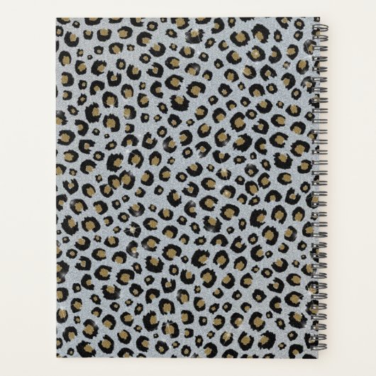 Silver Gold Glitter Black leopard Print Planner (Achterkant)