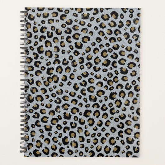 Silver Gold Glitter Black leopard Print Planner (Voorkant)