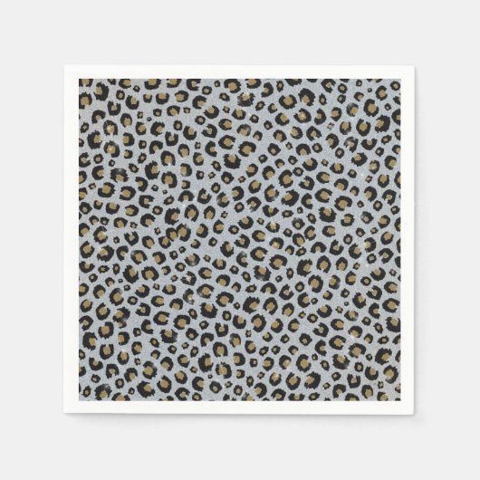 Silver Gold Glitter Black leopard Print Servet (Voorkant)