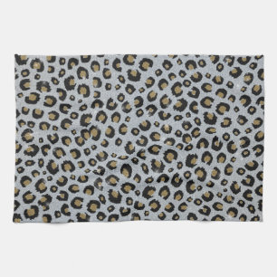 Silver Gold Glitter Black leopard Print Theedoek
