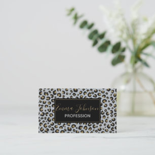 Silver Gold Glitter Black leopard Print Visitekaartje