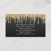 Silver + Gold Glitter Drip Mode Stylist Modern Visitekaartje (Achterkant)