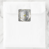 Silver Gold Glitter Drip Vierkante Sticker (Tas)