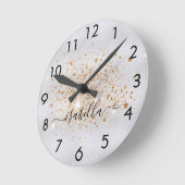 Silver Gold glitter-naamscript Ronde Klok (Hoek)