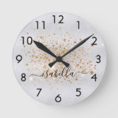 Silver Gold glitter-naamscript Ronde Klok (Voorkant)