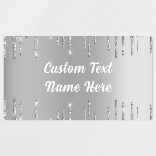Silver Gold Glitter Sparkly Labels Aangepaste teks (Design 3)
