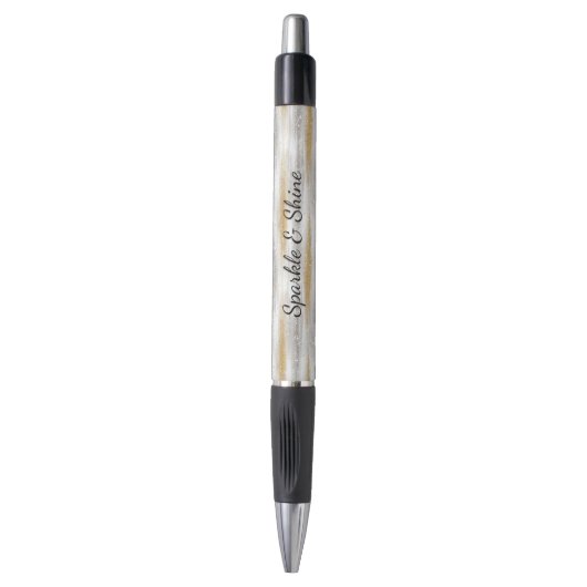 Silver Gold Glitzy Stripes Pen (Voorkant Verticaal)
