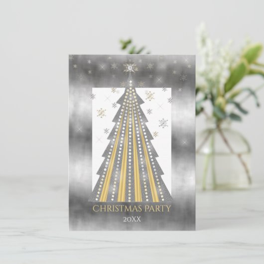 Silver Gold-kerstboom | Snowflakes Kaart (Staand voorkant)