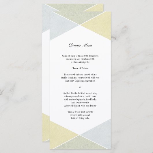 Silver Gold Metal Look Industrial Chic Menu (Devant / Derrière)