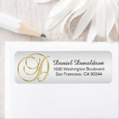 Silver Gold Monogram Letter 'D' Envelop Retournere Etiket (Insitu)