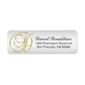 Silver Gold Monogram Letter 'D' Envelop Retournere Etiket (Voorkant)