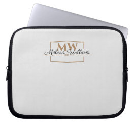 Silver Gold Monogram Naam Script Laptop Sleeve