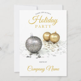 Silver Gold Ornament Star Corporate Holiday Party Kaart