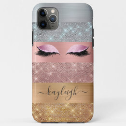 Silver Gold Roos Gold Glitter Beauty Eyelash iPhone 11 Pro Max Hoesje