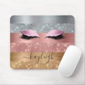 Silver Gold Roos Gold Glitter Beauty Eyelash Muismat (Met muis)