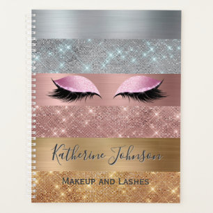 Silver Gold Roos Gold Glitter Stripes Beauty Salon Planner