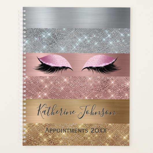 Silver Gold Roos Gouden Glitter 2024 Schoonheidssa Planner (Voorkant)