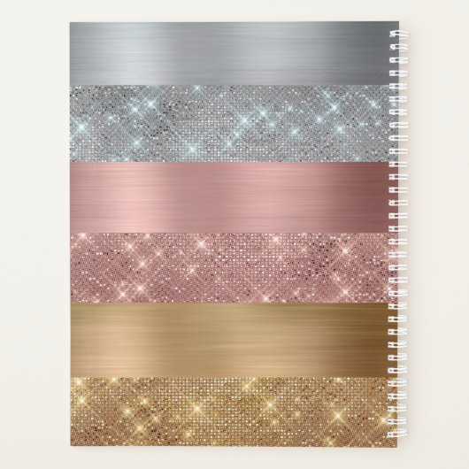 Silver Gold Rose Gold Parties scintillant Stripes  (Dos)