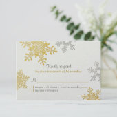 Silver Gold Snowflake Hiver Mariage Carte de répon (Debout devant)