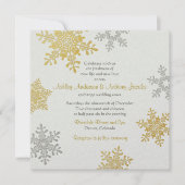 Silver Gold Snowflake Square Winter Weddenschap Kaart (Voorkant)