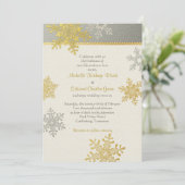 Silver Gold Snowflake Winter Weddenschap Kaart (Staand voorkant)