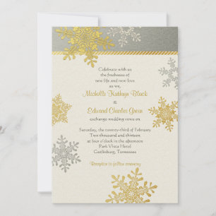 Silver Gold Snowflake Winter Weddenschap Kaart