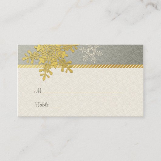 Silver Gold Snowflake Winter Wedding Place Cartes (Devant)