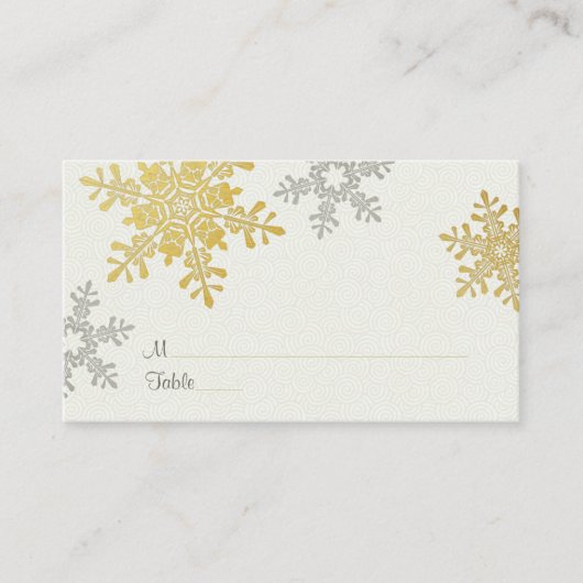 Silver Gold Snowflake Winter Wedding Place Cartes (Devant)