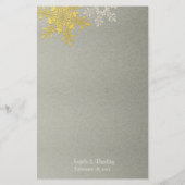 Silver Gold Snowflakes Winter Wedding Menu Kaart (Achterkant)