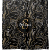 Silver Gold Sparkle Folie Marble Monogram Naam Douchegordijn (Voorkant)