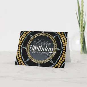 Silver Gold Sparkle Star Verjaardagskaart Kaart