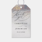 Silver Gold Sparkle Waterverf bruiloft dank u Cadeaulabel (Voorkant)