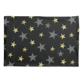 Silver & Gold Stars Black Hollywood Star Glam Kussensloop (Achterkant)
