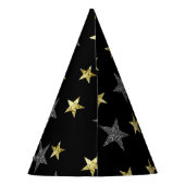 Silver & Gold Stars Black Hollywood Star Party Feesthoedjes (Achterkant)