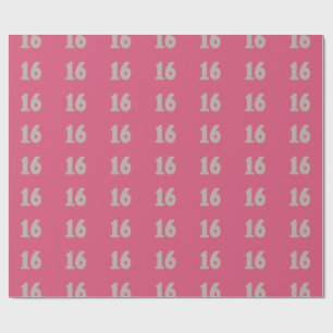 Silver Gold Sweet Sixteen Pink Verjaardag Wrapping Cadeaupapier