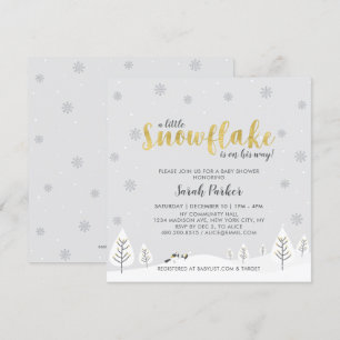 Silver & Gold Winter Wonderland Boy Baby shower Kaart