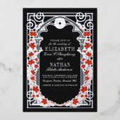 Silver Gothic Autumn Cathedral Frame Wedding  Folie Uitnodiging (Voorkant)