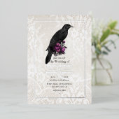 Silver Gothic Floral Wedding Folie Uitnodiging (Staand Voorkant)