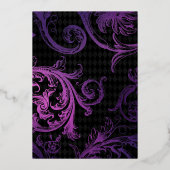 Silver Gothic Floral Wedding Folie Uitnodiging (Achterkant)