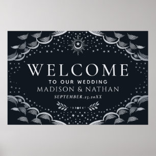 Silver Gothic Tarot Kaart bruiloft welkom teken Poster