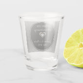 Silver Gradient Damask Pattern Jubileum Shot Glas (Achterkant)