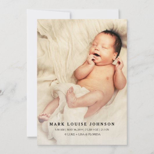 Silver Gradient Nouveau Faire-part de naissance ph (Devant)