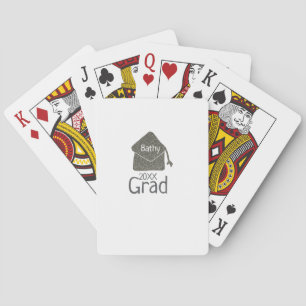 Silver graduation cap glitter add naam afstudeerde pokerkaarten