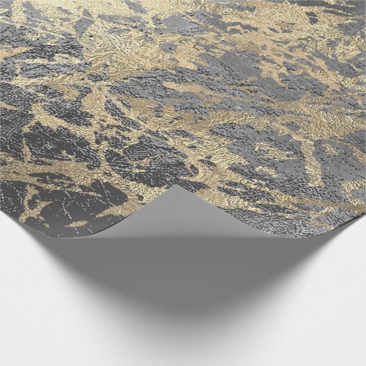 Silver Graphite Gold Marble Shiny Metallic Strokes Cadeaupapier (Hoek)