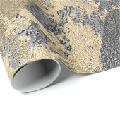 Silver Graphite Gold Marble Shiny Metallic Strokes Cadeaupapier (Rol Hoek)