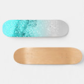 Silver Gray Aqua Teal Ocean Glitter #1 Skateboard (Horizontaal)