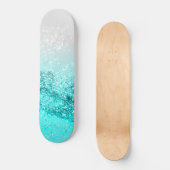 Silver Gray Aqua Teal Ocean Glitter #1 Skateboard (Voorkant)