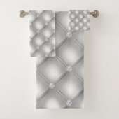 SILVER GRAY DIAMOND SATIN BATHROOM TOWEL SET BAD HANDDOEK (Insitu)