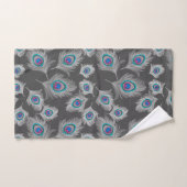 Silver Gray en Turquoise Peacock Feather Bad Handdoek (Handdoek)